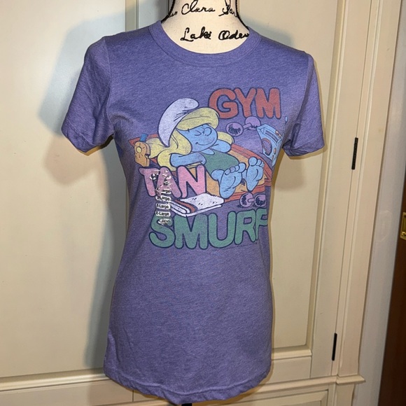 JUNK FOOD SMURFS SMURFETTE GYM TAN SMURF JERSEY SHORE STYLE T-SHIRT SIZE XL NEW - Picture 2 of 16